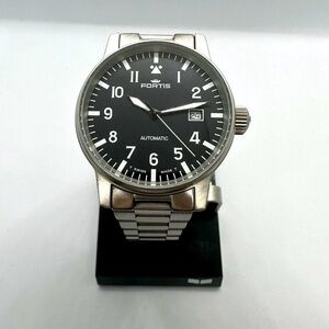 Mens Fortis Flieger Black 595.10.46.1 Swiss 2824-2 Automatic 40.5mm Watch